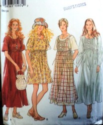 6292 TIED SS/ LS BABY DOLL DRESS LENGTHS,  PINAFORE PATTERN S-XL UNCUT